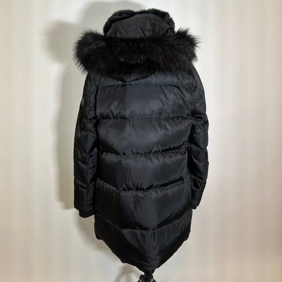 Vince Camuto Black Goose Down Puffer Coat Jacket Faux Fur Womens Size Medium M - Picture 4 of 12